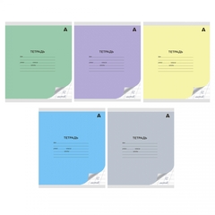 
          Тетрадь 12л., косая линия, Alingar, скрепка, блок офсет, 100% белизна, мелованный картон (стандарт), "Mix Pastel", 5 дизайнов в пленке т/у