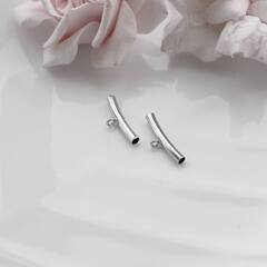 Трубочка с петелькой, спейсер, 20*3 мм, родий, П618