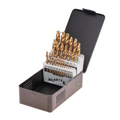 Набор сверл по металлу 1-13мм 25шт DIN338 HSS-G TiN 118° (мет. кейс) Terrax by Ruko A250215T