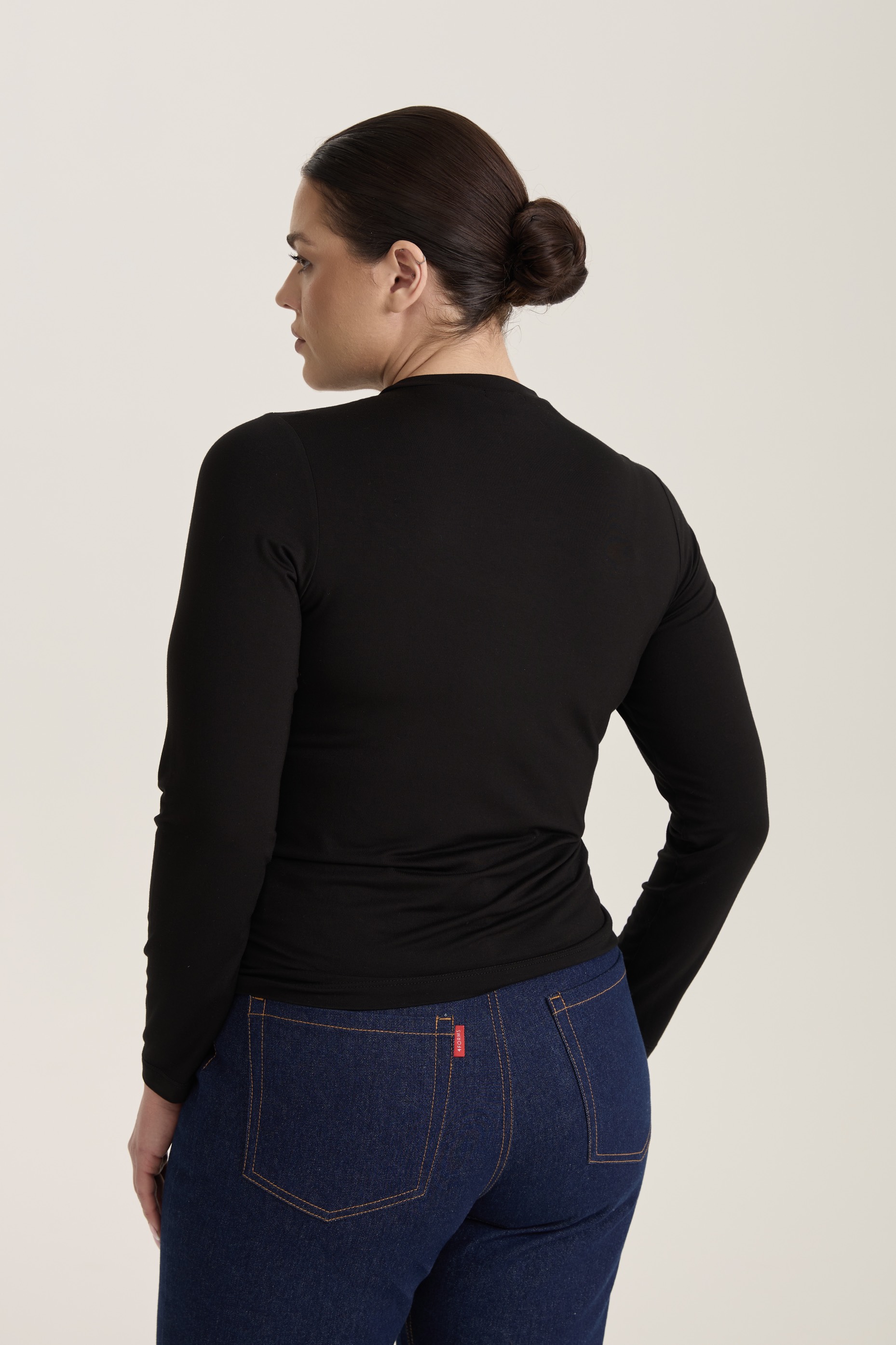 Лонгслив из трикотажа, черный