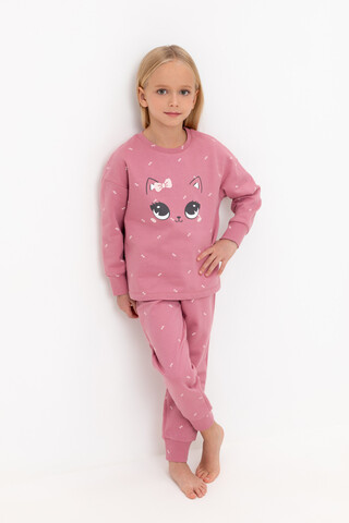 пижама  для девочки  К 1581/пепельная роза,маленькие листья