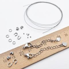 Набор для закрепки с китайским ювелирным тросиком 0,3 мм, цвет серебро