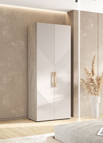 Ирис Шкаф 2-х ств.(900) (Кашемир, Дуб Крафт серый)