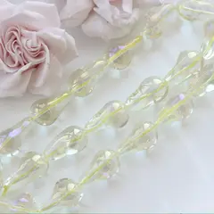 Бусины стеклянные, бледно-жёлтый с покрытием, фриформ 22*13 мм, 1 бусина, МК044