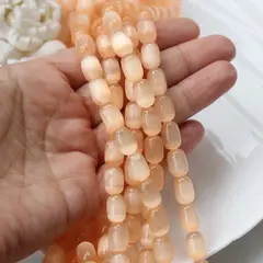 Селенит бусины, бочонок, персиковый, 12*9 мм, 1 нить, К015