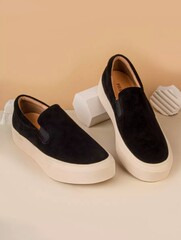Слипоны женские из натуральной замши (36-41)р. / шт. HL1-10-BLACK