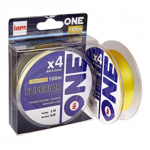 Плетеный шнур  №ONE SUPERIOR Х4-100 (yellow) d 0.16 продажа от 4 шт.