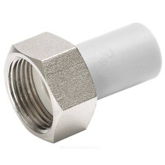 Штуцер PP-R комбинированный белый Дн 25х1" с накидной гайкой под пломбу VALFEX 11136025