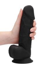 Черный фаллоимитатор Realistic Cock With Scrotum - 21,5 см. - 