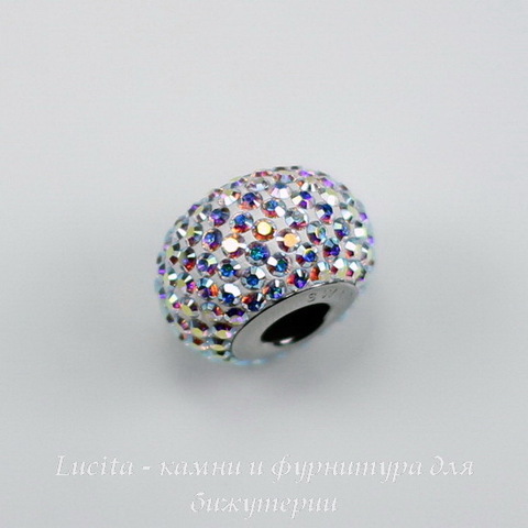 80101 Бусина Сваровски BeCharmed Pave Crystal AB 14х9 мм