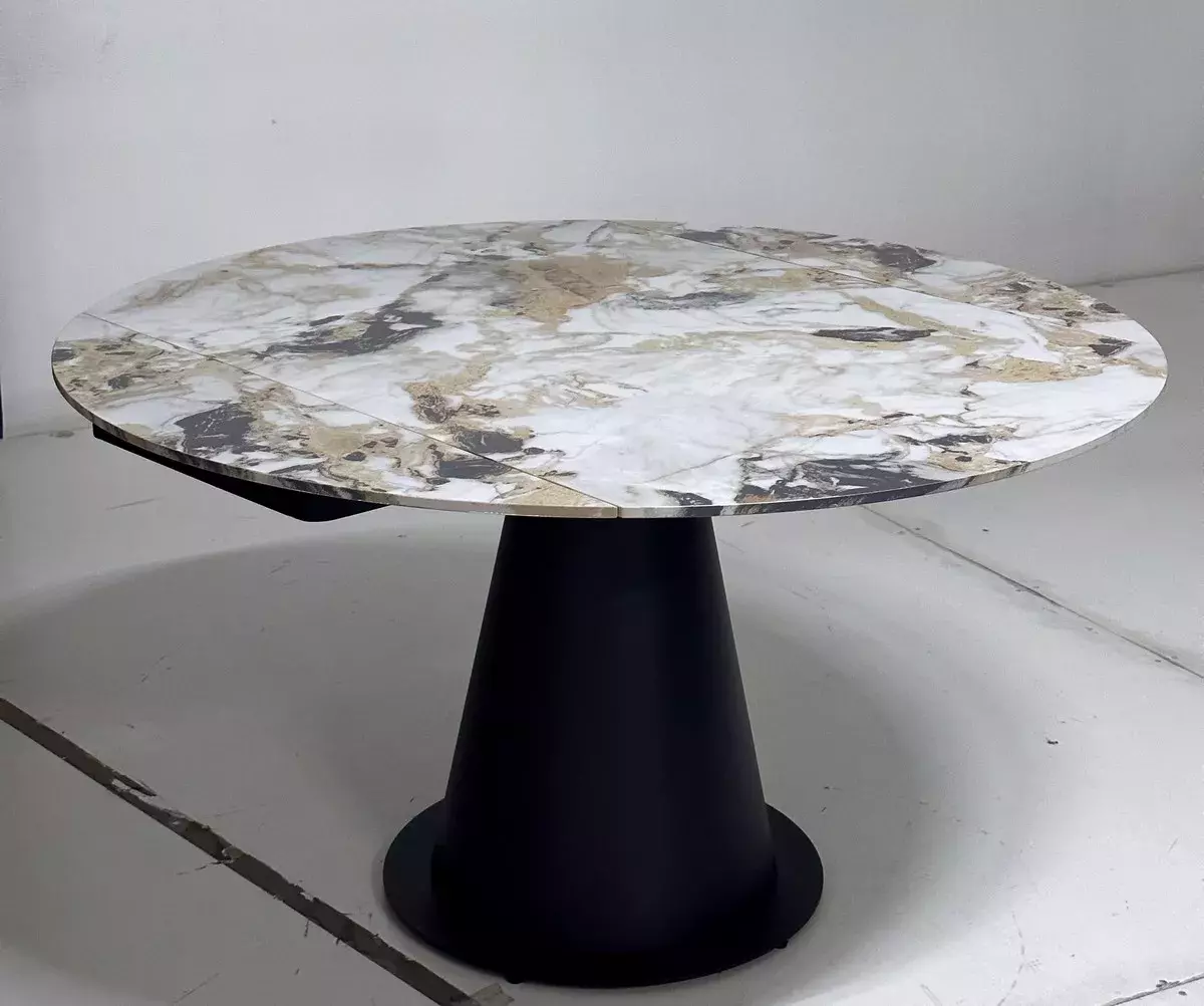 Стол TERAMO 135 GLOSS GRAND JADE SOLID CERAMIC, керамика, поворотн.механизм / Черный каркас, DISAUR