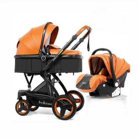 Коляска-трансформер с автокреслом 3в1 Belecoo/luxmom X6, чёрно-белая экокожа