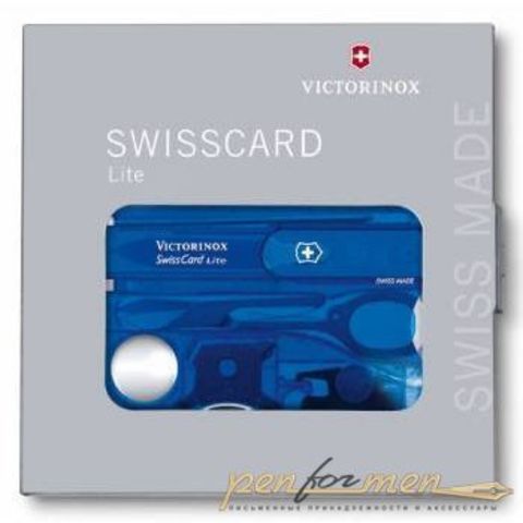 Швейцарская карта Victorinox SwissCard Lite 13 функций прозрачный синий (0.7322.T2)