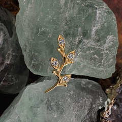 Накрутка "Cherry Branch" - Желтое золото - White CZ