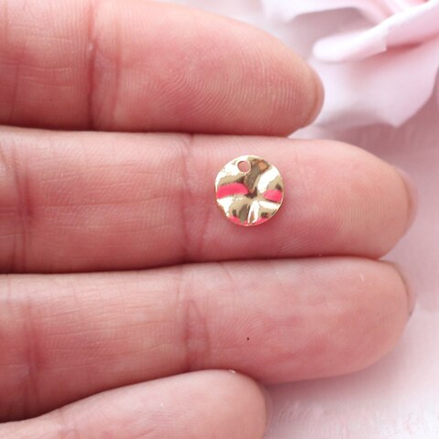 Подвеска круглая, мятый металл 8 мм, 10 штук, позолота Р052