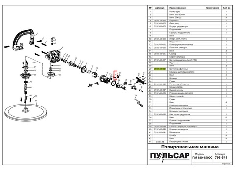 Щетка графитовая ПУЛЬСАР ПМ 180-1500С (793-541-020)