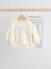Толстовка и легинсы в комплекте для малышей Next E48-228, Молочный, Голубой