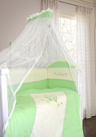 Комплект в кроватку "АБЭЛЬ", сатин, 7 предметов (зеленый)