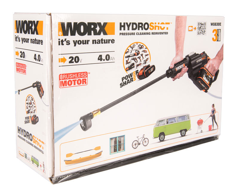 Мойка высокого давления бесщеточная WORX WG630E, 20В, 20 бар, 1*4,0 Ач и ЗУ