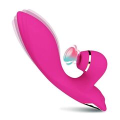 Розовый вибратор-кролик с вакуумной стимуляцией 5’’ Silicone Suction Kiss - 20,3 см. - 