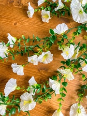 Петуния ампельная, искусственные цветы, реалистичные, цвет белый, 65-69 бутонов, букет 77 см, 1 шт