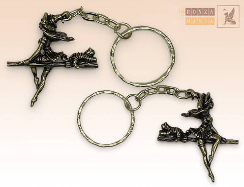 брелок Ведьма с котом