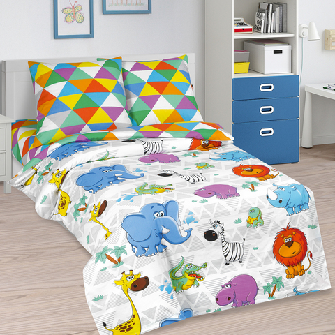 Комплект детского постельного белья Весёлый зоопарк Бязь