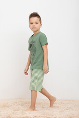 Пижама  для мальчика  К 1634-1/зеленый камень,маленькая клетка