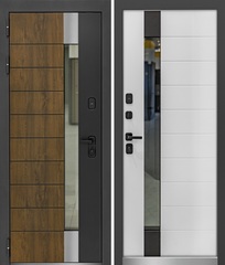 Входная дверь Волга-Бункер МИА Чёрный муар+Орех американский - Белый