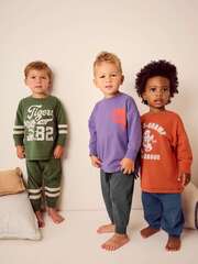 Пижама для мальчика Next 399-482, 3 шт., Зеленый, Сиреневый, Кирпичный