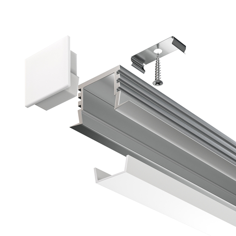 Алюминиевый профиль Maytoni встраиваемый с накладным фланцем 22×12 (Серебро, 2 м), ALM006S-2M