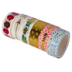 
          Декоративная клейкая лента Alingar, 1,5 см х 3 м, 6 шт, "Сердце, стрелы, губы, узоры", ассорти, в индивидуальной упаковке