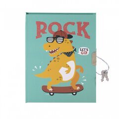 
          Записная книжка в футляре 21,0 см * 21,0 см , 7БЦ, Alingar, ламинация, ручка, замочек, 45 л., клетка, "Веселый дино", бирюзовый