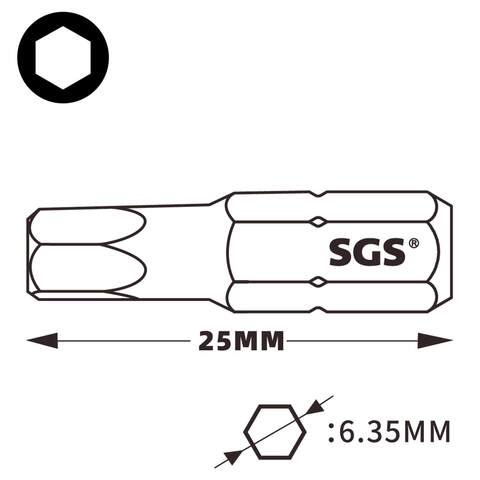 Бита шестигранная HEX 2,0 х25мм S2 1шт SGS 6325-H2.0