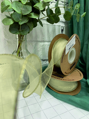 Лента органза с золотой нитью (4см*9,14 м), Айвори