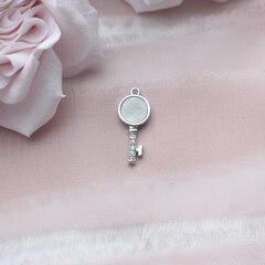 УЦЕНКА!!! Подвеска Ключ с перламутром 19*8 мм, родий, У088