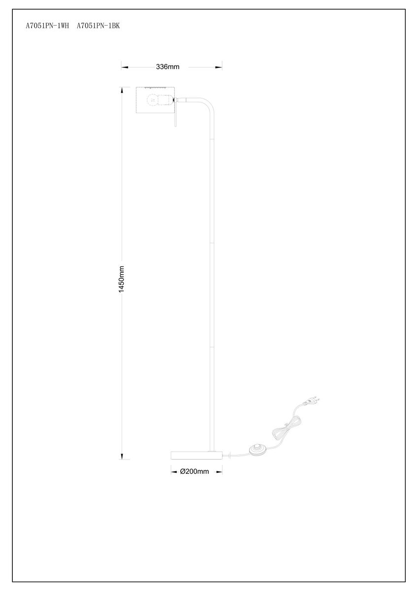 Торшер Arte Lamp Sebastian A7051PN-1BK