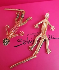 Серьги длинные ЯЩЕРИЦЫ в стиле Schiaparelli