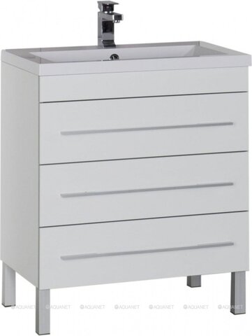 Aquanet 287671 Тумба с раковиной Верона 75 белый (напольная 3 ящика, раковина Aquanet) (287671)