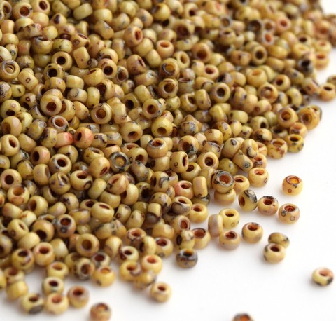 6/0 RR-4512 Бисер круглый Миюки Желтый Пикассо непрозрачный /Miyuki round 6/0 Opaque Picasso Yellow