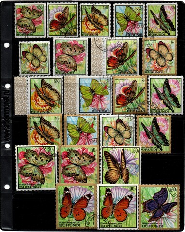 Серия марок - Бурунди - Бабочки - 1968 год - 23 штуки - гашеные