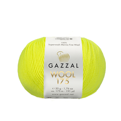 Пряжа Gazzal Wool 175 353 желтый неон