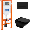 BelBagno BB3201CHR-MB/BB3201SC-MB/BB002-80/BB007-PR-NERO.M Комплект 4 в 1 Унитаз подвесной BelBagno SELA BB3201CHR-MB с сиденьем BB3201SC-MB + Система инсталляции для унитазов BelBagno BB002-80 с кнопкой смыва