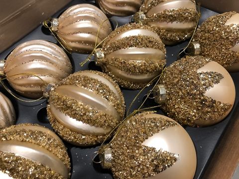 Набор елочных игрушек 12шт 8см House of Seasons Шар шампань 3 вида 84019