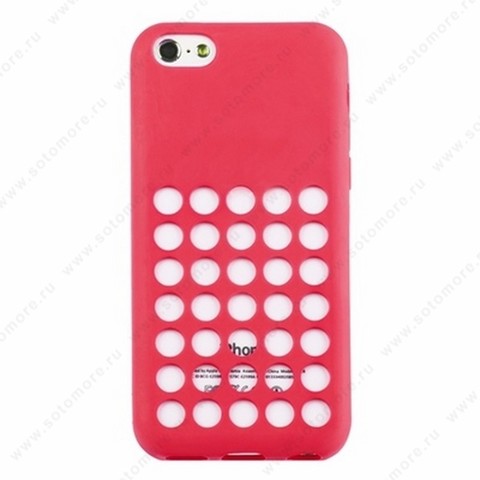 Накладка силиконовый для Apple iPhone 5C с перфорацией розовый