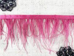Кант с пером страуса, ш. 9 см, тёмно-розовый