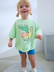 Футболка и шорты-велосипедки в комплекте для девочки Next AD5-478, Мятный, Синий