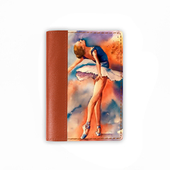 Обложка на паспорт комбинированная "Балерина", рыжая