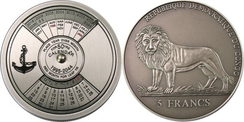 10 франков. Морской календарь. Конго. 2005 год