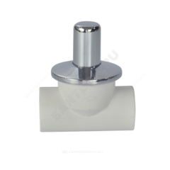 Клапан (вентиль) PP-R запорный белый хромированный Дн 20х90гр Ру25 внутренняя пайка RTP (РосТурПласт) 10539